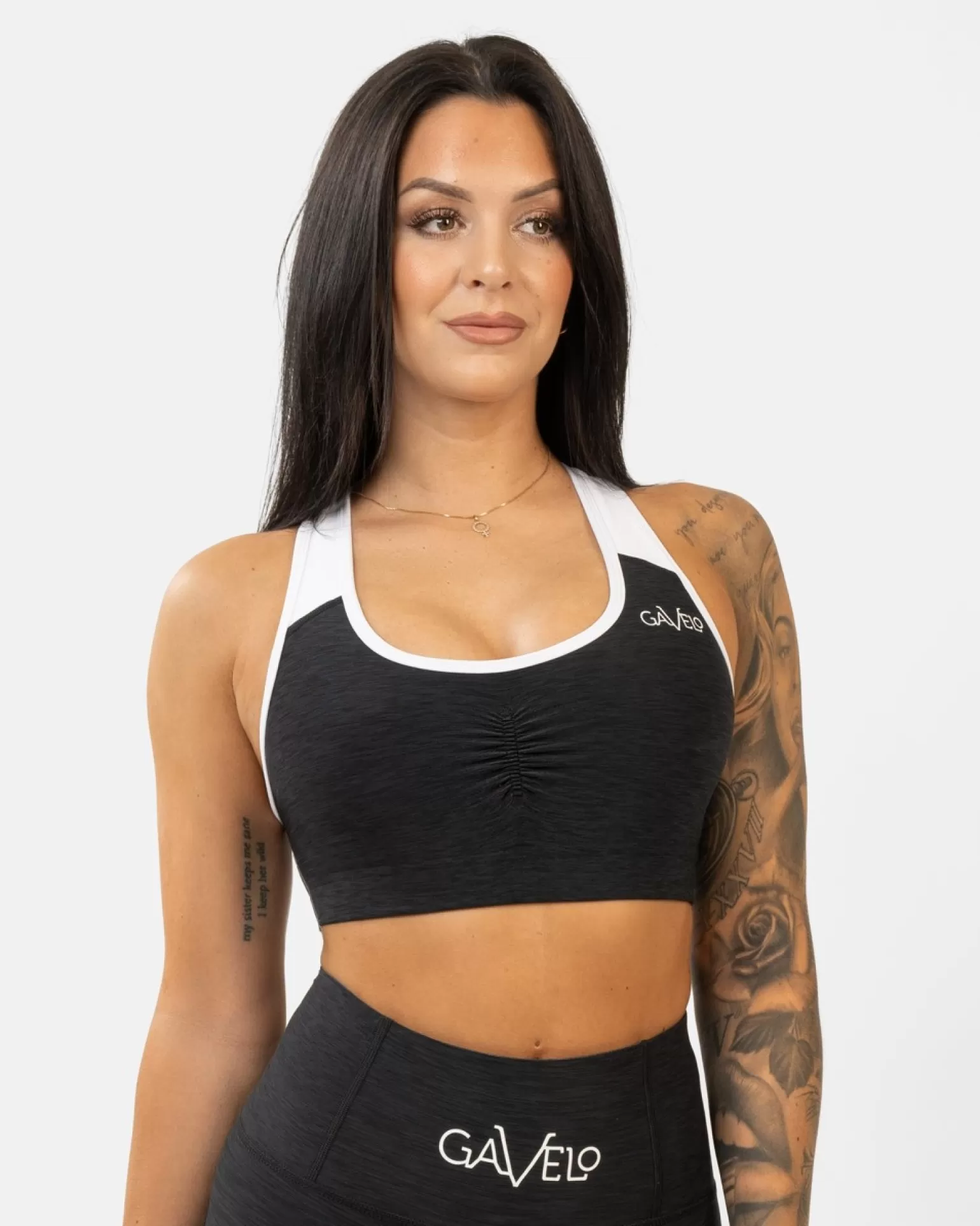 Women Gavelo Sport Bra^ Black & White Swirl Sports Bra