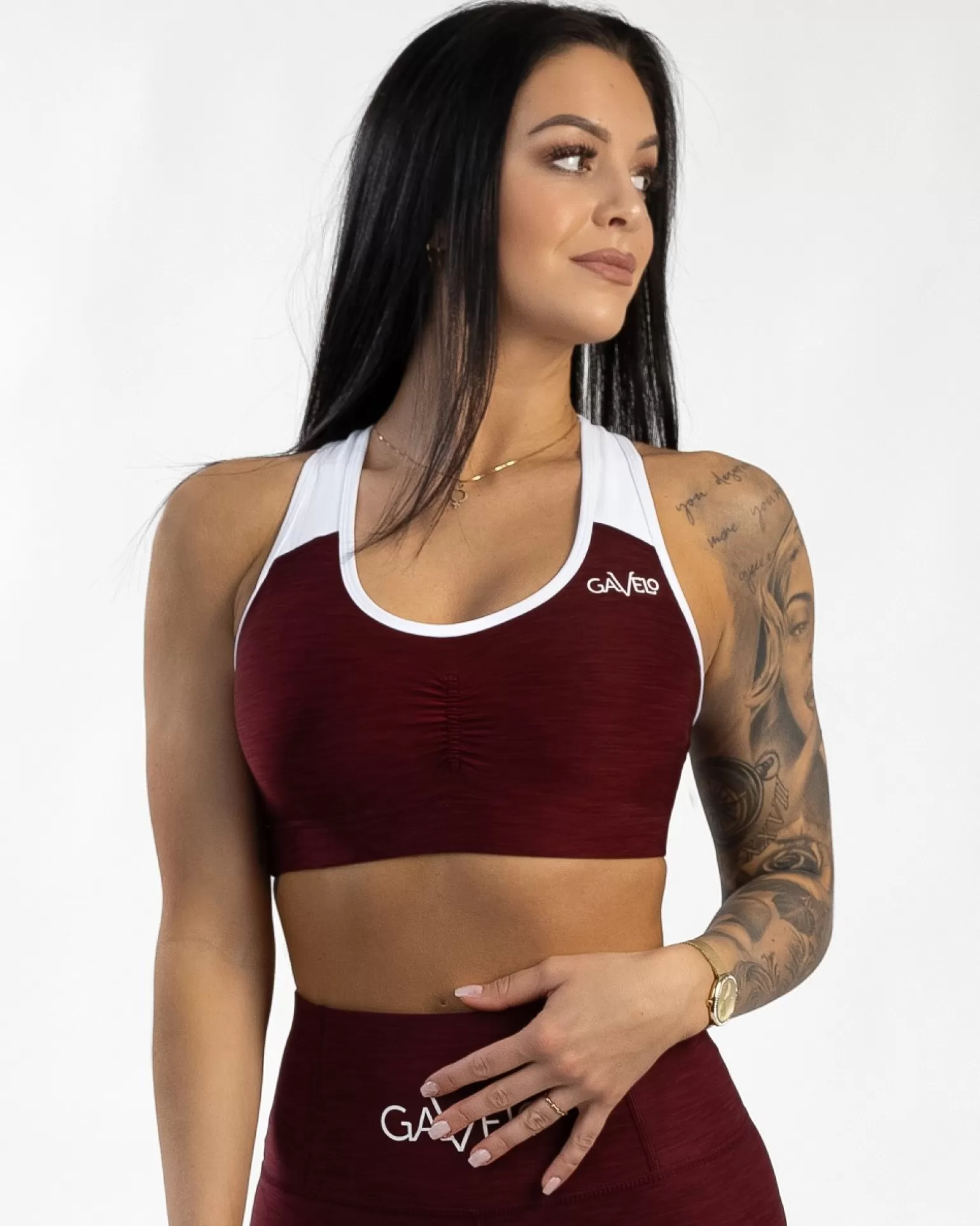 Women Gavelo Sport Bra^ Burgundy Swirl Sports Bra