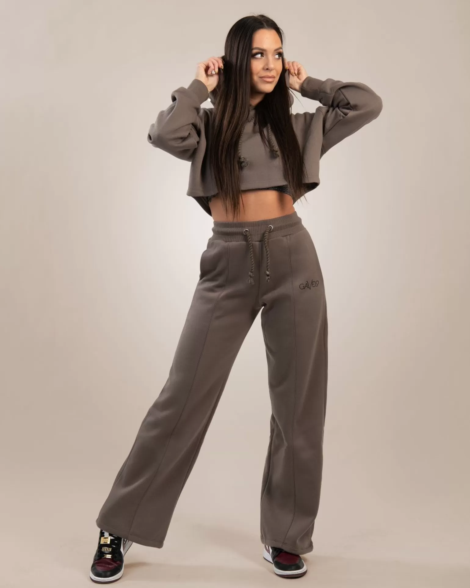 Women Gavelo Tracksuits^ Chill Lounge Cropped Hoodie Taupe