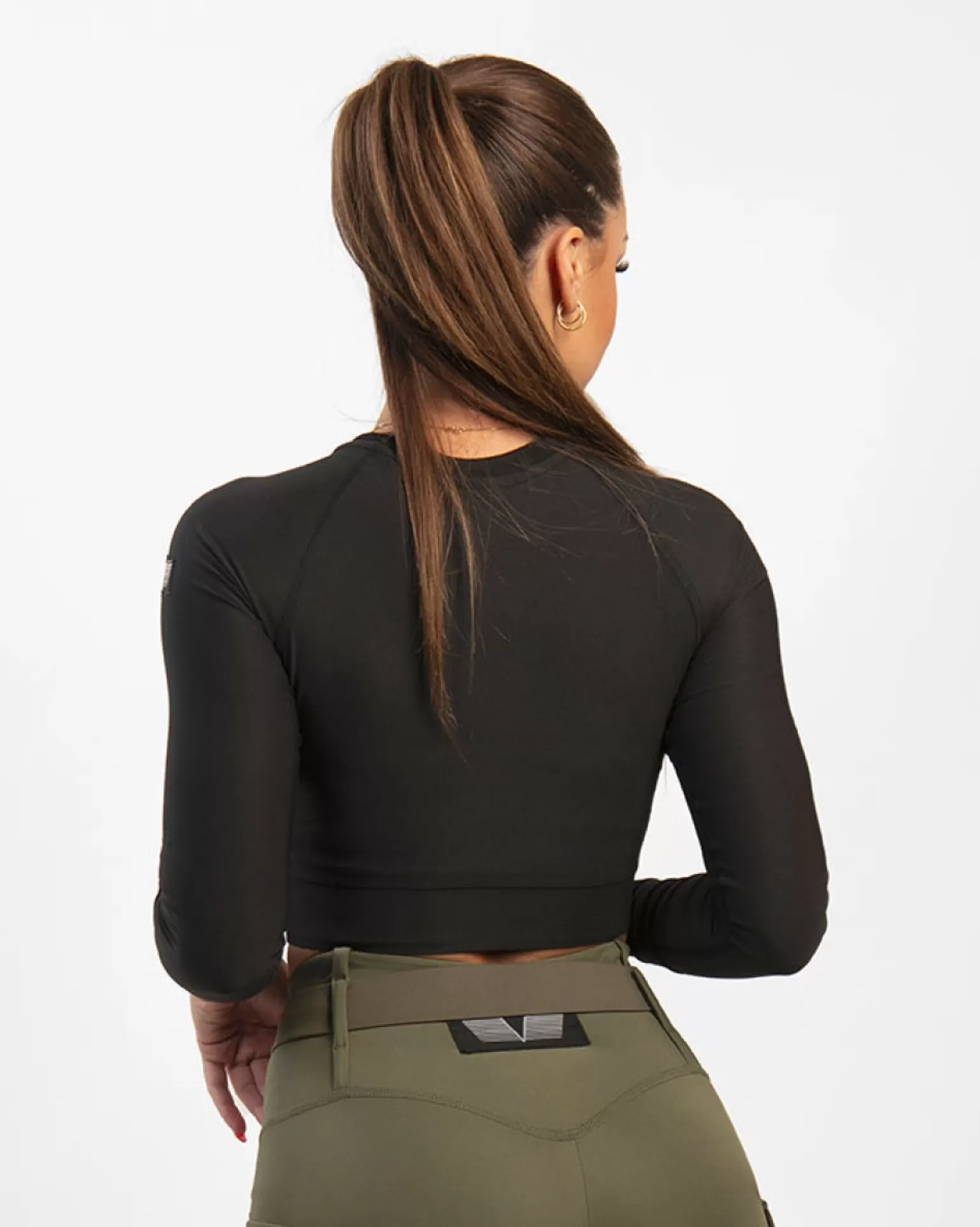 Women Gavelo Crop Top^ Cropped Long Sleeve Black