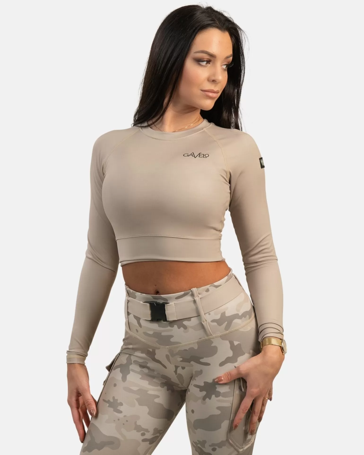 Women Gavelo Crop Top^ Cropped Long Sleeve Sand Dune