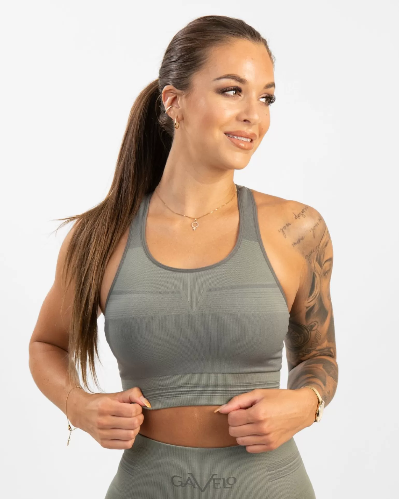 Women Gavelo Sport Bra^ Pulse Nude Olive Grey Seamless Top