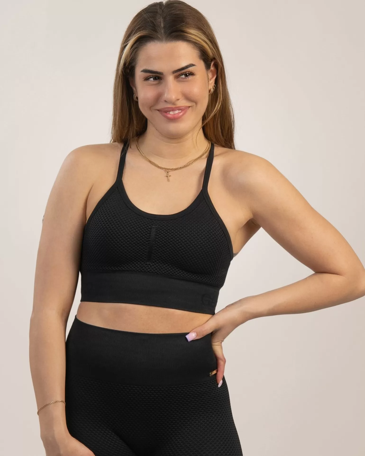 Women Gavelo Sport Bra^ Seamless Honeycomb Black Sport-Bh